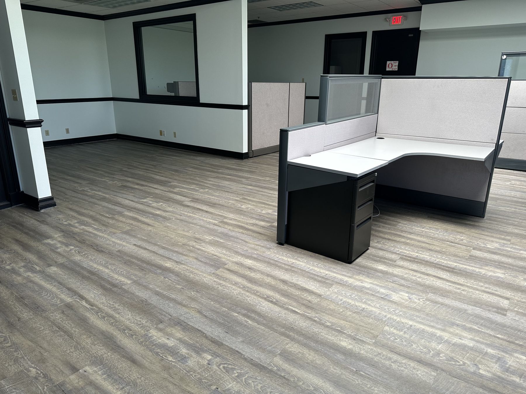 Office interior with workstations