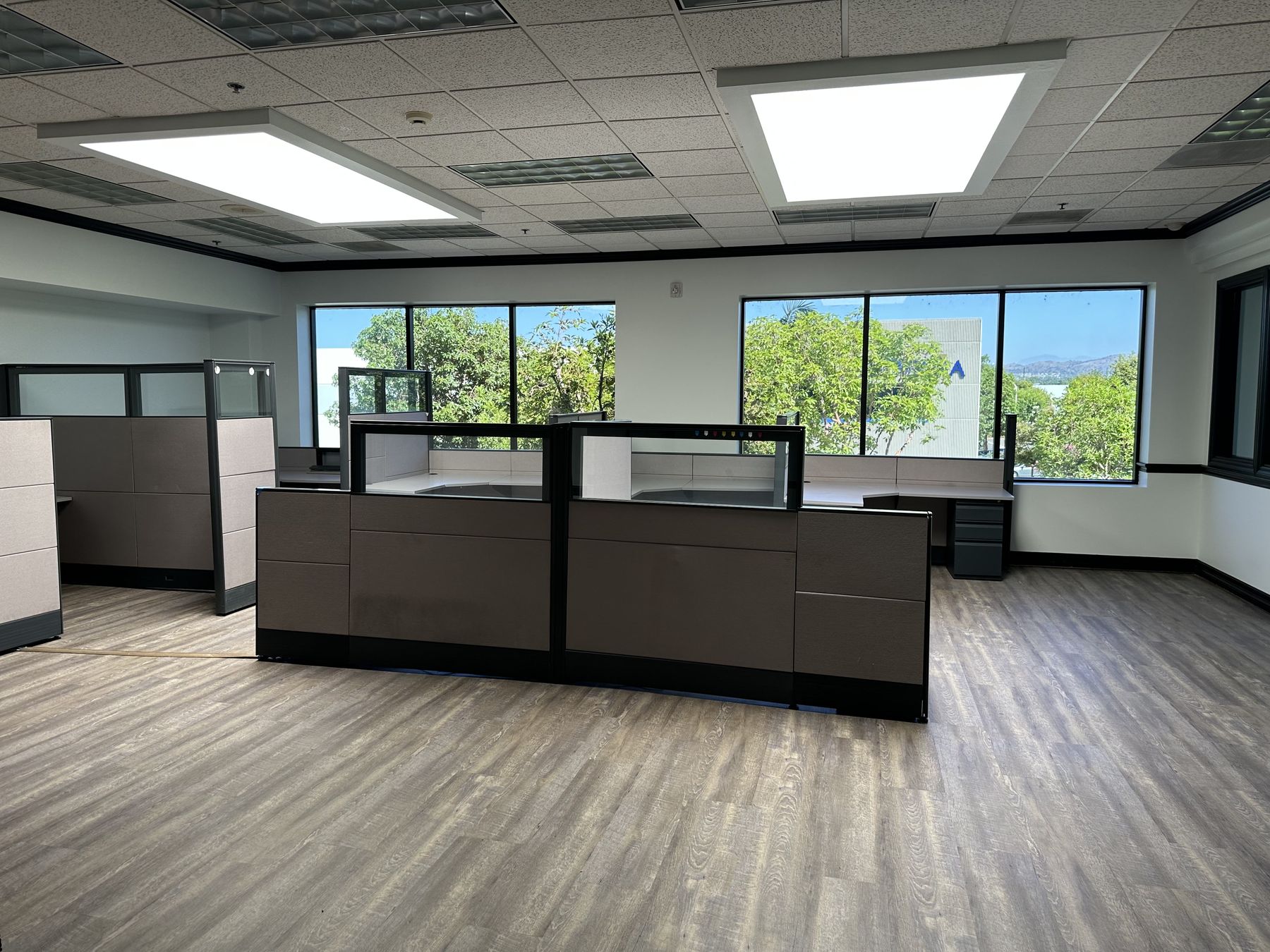 Open office with window views